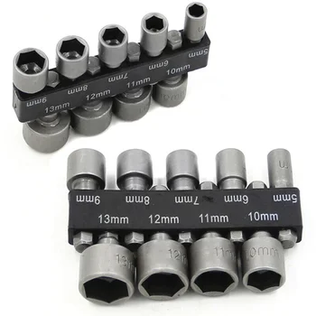 

Screwdriver Sockets Household Hand Tools Screwdriver Tool Woodworking Tools 9PCS 5-13mm Steel Power Nut Driver Drill Bit Set