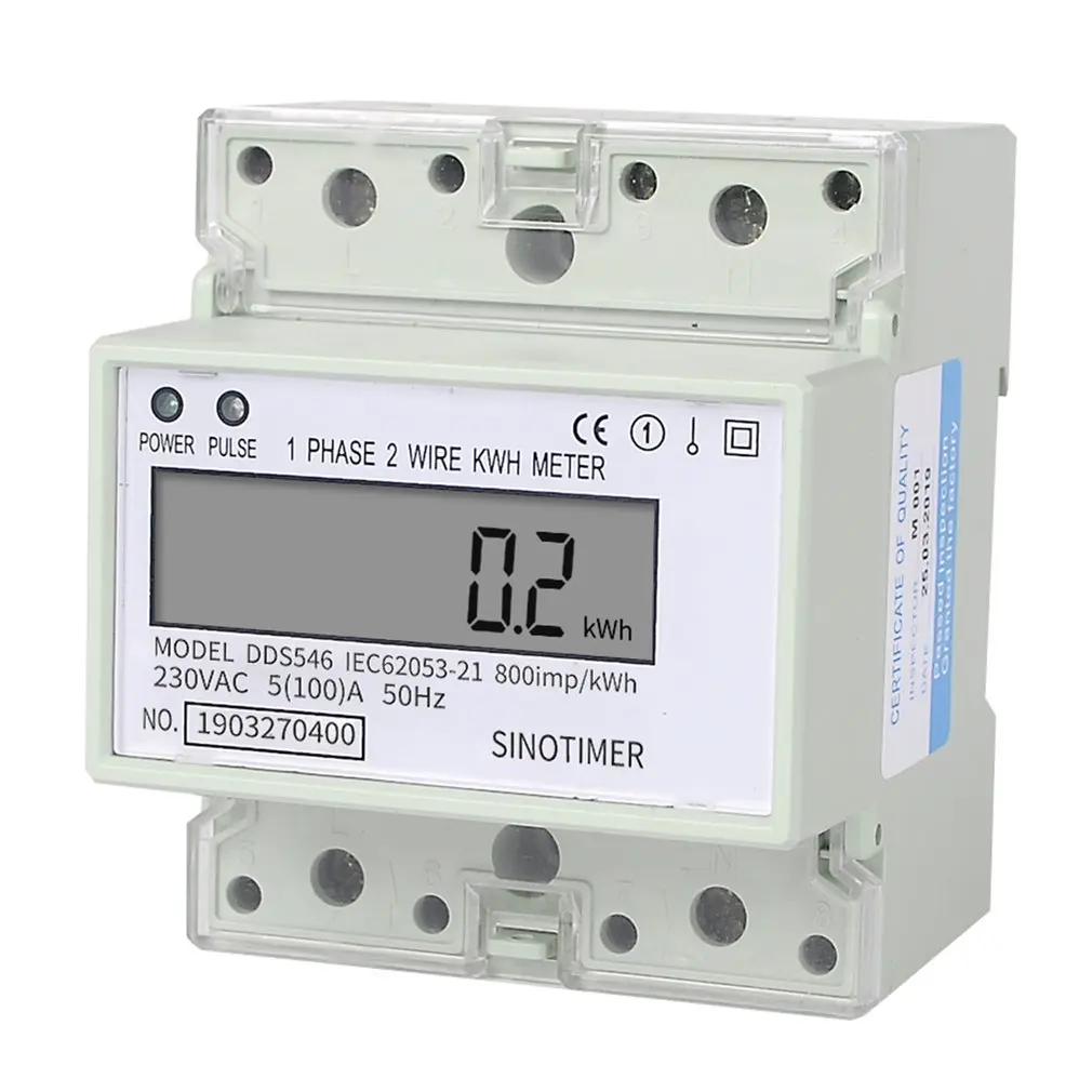 

SINOTIMER Family Single Phase 4P 2 Wires Din Rail Digital Wattmeter Electric Energy Meter Power Energy Consumption Monitor