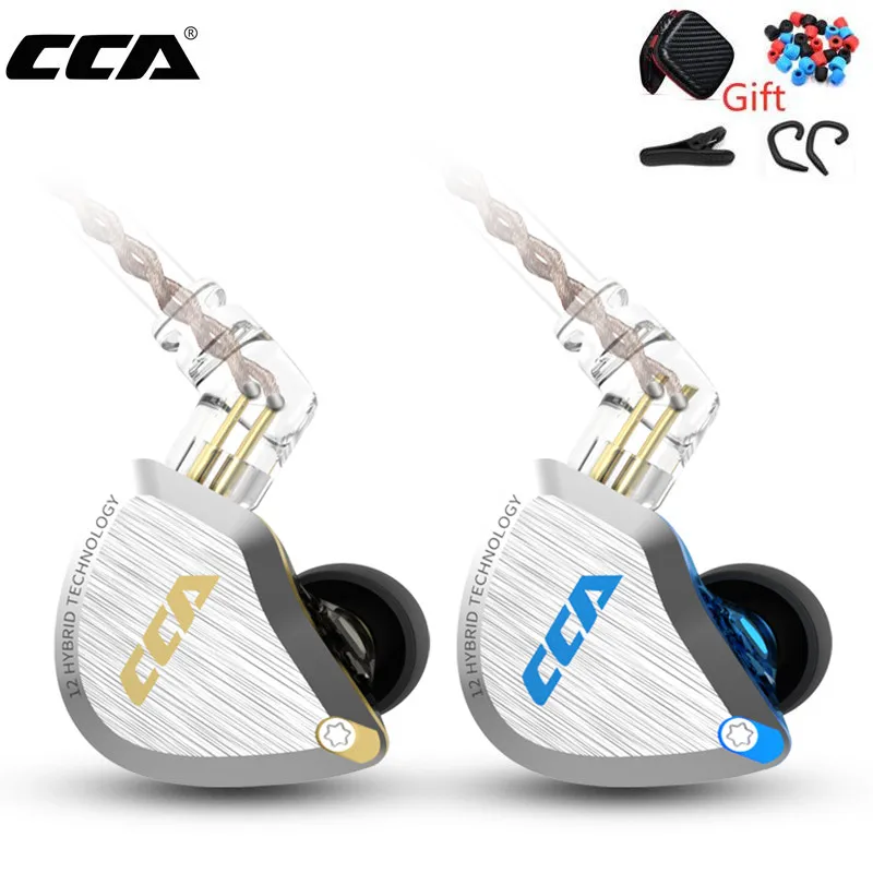 CCA C12 Metal Headset 5BA+1DD Hybrid 12Units HIFI Bass Earbuds Noise Cancelling Earphones In Ear Monitor Earphones  KZ ZSX ZAX