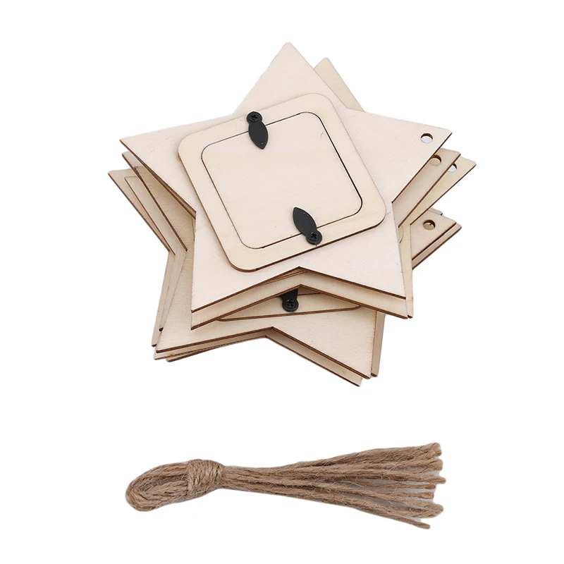 10pcs/set Laser Cut Wood Five-pointed Star Embellishment Wooden Shape Craft Wedding Decor