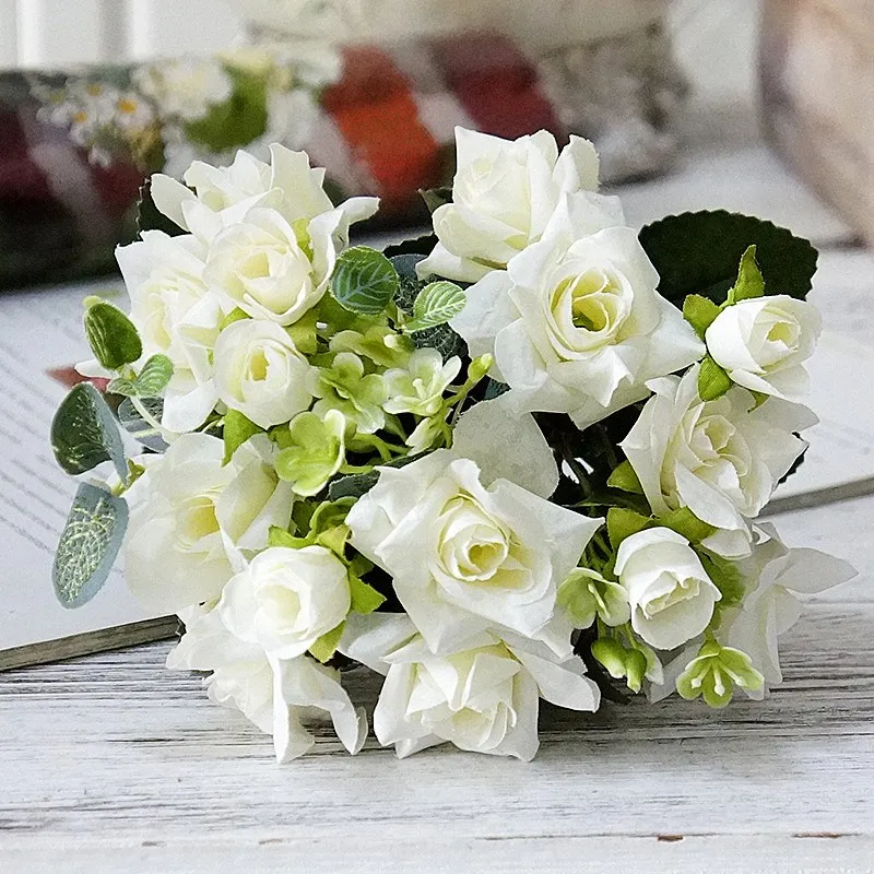 Искусственные цветы оптом 15 Снежинка туман Маленькие розы вазы для украшения дома фотографии свадебные ручной работы diy материал - Цвет: 2