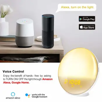 

Smart Digital Alarm Clock Wake Up Bedside LED Light Alarm Clock Night Light Clock Sunrise Colorful Lights And Natural Sound FM