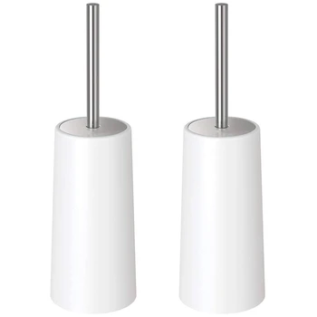 

Toilet Brush With Holder -Heavy Duty Stainless Steel Upgraded Length Handle Bowl Scrubber Cleaner Set,2 Pack Durable Shed-Free S
