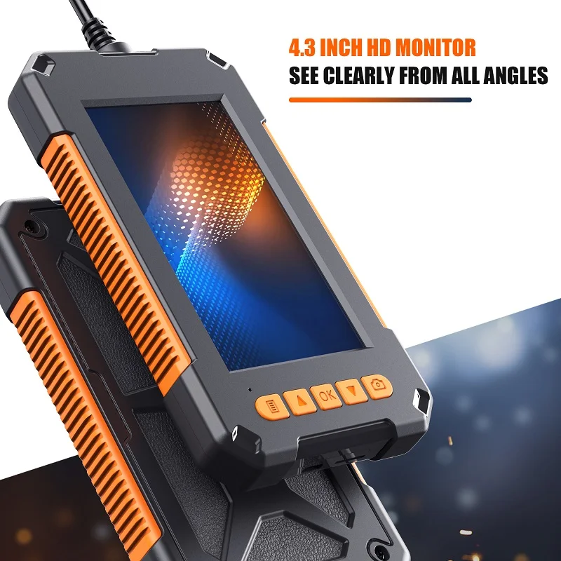 4.3" IPS Screen Industrial Endoscope Camera HD1080P Single Dual Lens Inspection Borescope IP68 Waterproof LEDs 2600mAh Battery 2