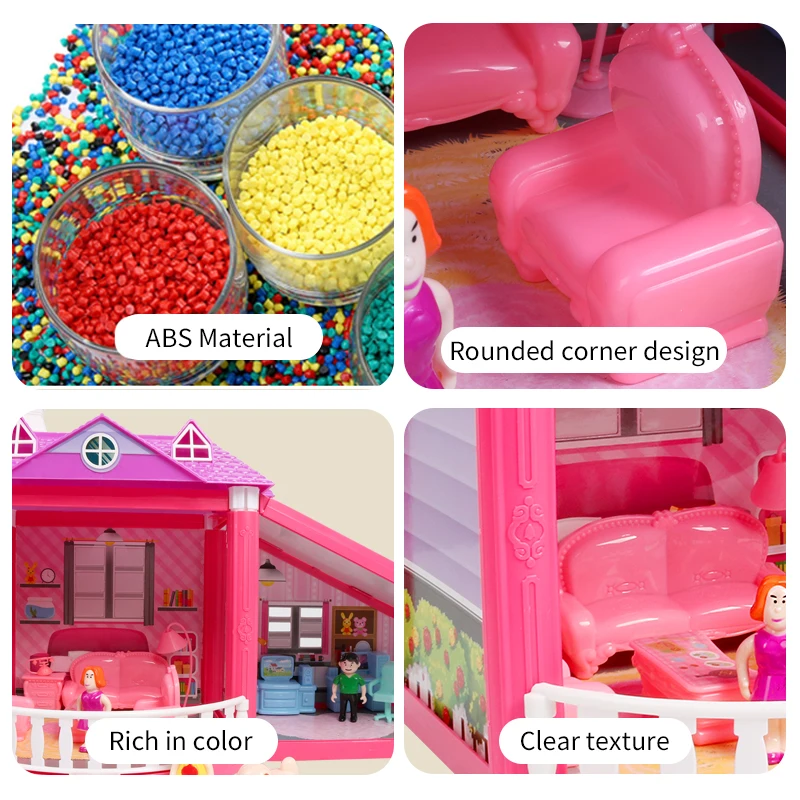 Baby Handmade Family Dollhouse Pretend Play Princess Castle DIY Assemble Villa Doll House With Miniature Furnitures Toys Gifts