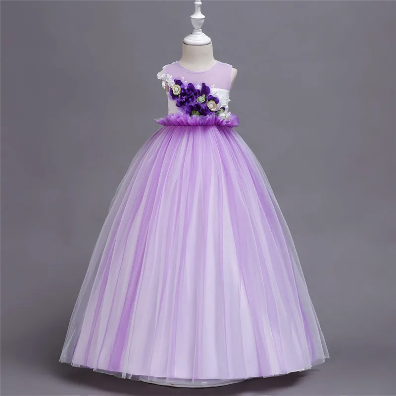 High-end 3-14T Girls Wedding Party Flower Girl Dress Bridesmaid Clothes Princess Gowns Teen White Tulle Evening Dresses | Детская одежда