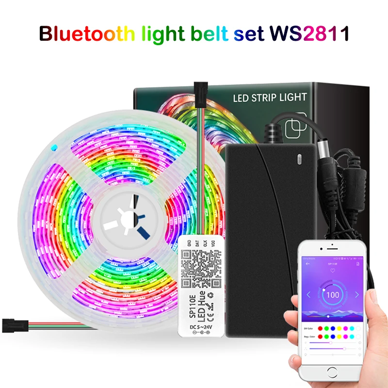

SMD 5050 RGB LED Strip Light WS2811 12V Adapter 5M 10M Dream Color Bluetooth APP Intelligent Remote RGB Full Color Light Strip