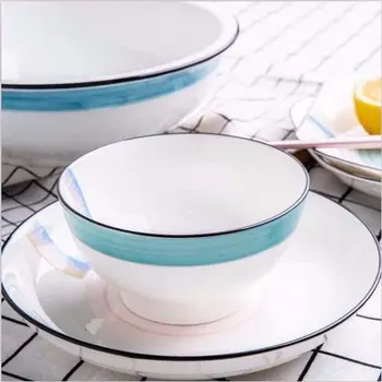 

Ceramic Bowl Cutlery Set Home Simple Fashion Creative High Foot Anti-scalding Rice Bowl Noodle Bowl Soup Bowl Soup Bowl Sauce