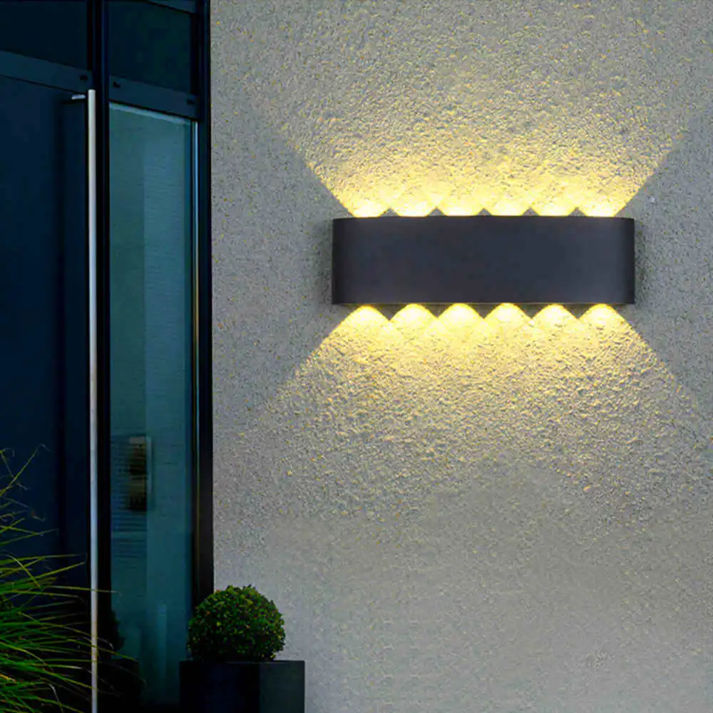 luz led de pared de 12w para exteriores lampara de pared impermeable ip65 para jardin aplique para fachada de casa iluminacion negra para porche