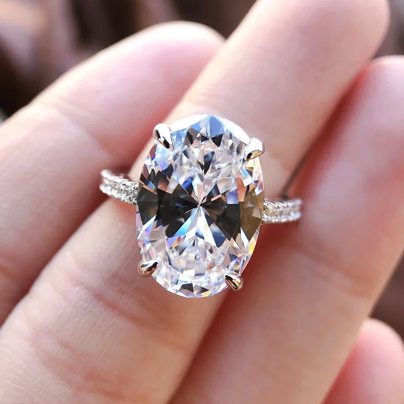 Настоящее Твердые 925 стерлингового серебра Овальный 4CT псевдо бриллиант