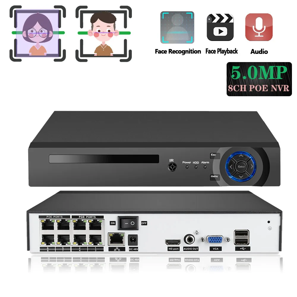 Система видеозаписи HKIXDISTE PoE NVR 8 каналов 4 канала МП 5 4K Мп H.265 компрессионная IP