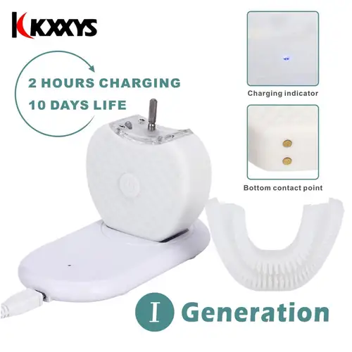 초음파 U자형 지능형 자동 음파 게으른 전동 칫솔, 블루 라이트, USB 충전, 치아 미백, 360 도 4