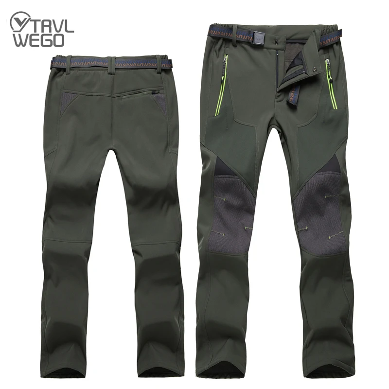 TRVLWEGO Winter Men Hiking Pants Outdoor Soft Shell Outing Trousers