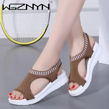 

Quality Plus Size Women Sandals Summer Female Shoes Woman Wedge Comfortable Sandals Ladies Slip-on Flat Sandals Women Sandalias