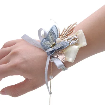 

Bride and bridesmaids wrist flower wedding Christmas gift butterfly wrist flower wedding accessories