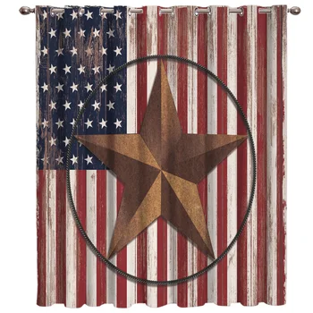 

Independent Day Retro Usa Flag Window Treatments Curtains Valance Living Room Bathroom Blackout Drapes Indoor Fabric Kids Window