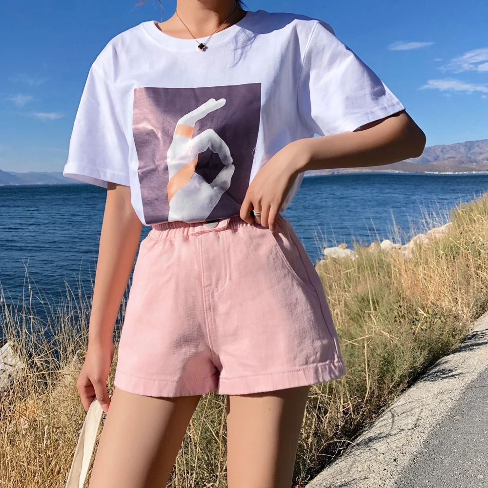 S-xl 4 цвета 2019 летние свободные джинсовые шорты в Корейском стиле с эластичной резинкой на талии женские широкие шорты lege женские (Z6280)