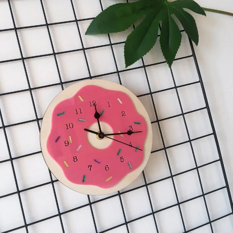 Best Colorful Printed Doughnut Wall Clock Kawaii Dessert Sweets Modern Wall Clock Bakery Business Sign Wall Decor Donut Lover Gift
