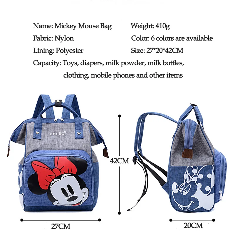 Disney-Sac à langer Minnie tureer pour bébé, sac à dos pour