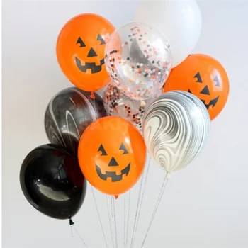 

12pcs Halloween Party Balloon Decoration Fun Orange Printed Ghost Jack-o-Lantern Latex Balloons Trick or Treat