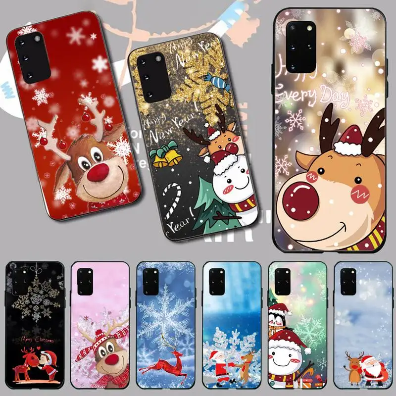 

Cartoon cute Christmas elk snowflake Phone Case For Samsung Galaxy S5 S6 S7 S8 S9 S10 S10e S20 edge plus lite
