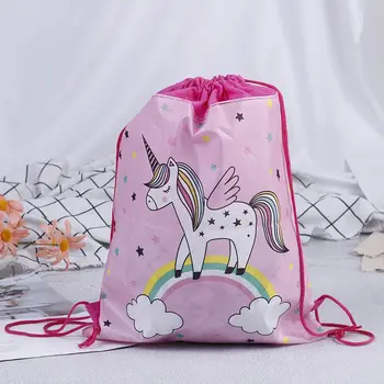 

Unicorn Drawstring bag for Girls Travel Storage Package Cartoon School Backpacks Children Birthday Party Favors