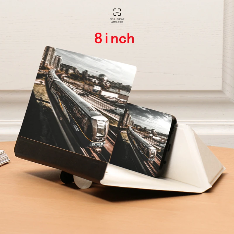 Black 3D телефон экран стереоскопическая Лупа усилительная офисная Складная Кожаная подставка Подставка для мобильного телефона держатель планшета dropshippin - Цвет: Black