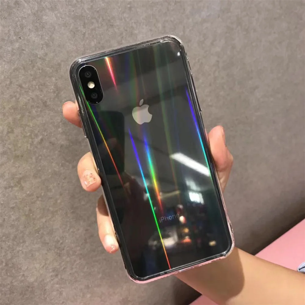 LOVECOM Радужный лазерный чехол для телефона для iPhone 11 Pro Max XR XS Max 6 6S 7 8 Plus X мягкий акриловый прозрачный чехол-накладка в подарок