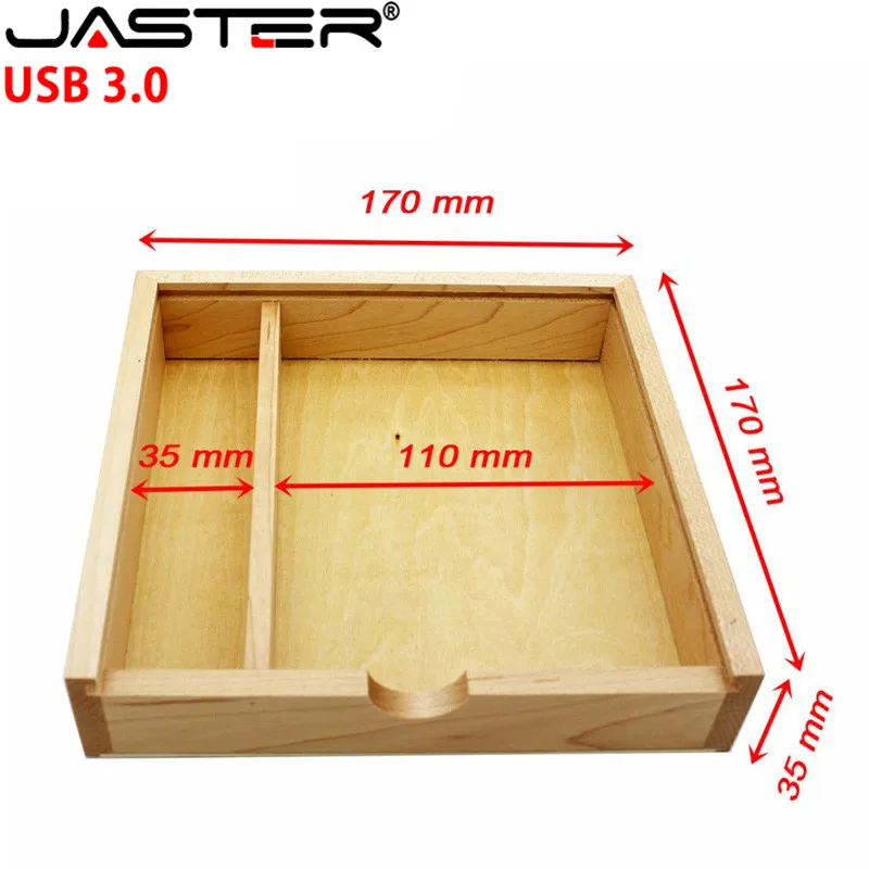 JASTER Пользовательский логотип новая деревянная фотобокс+ акриловая крышка+ деревянная квадратная USB 3,0 4 GB/8 GB/16 GB/32 GB/64 GB Memory flash stick Pendrive