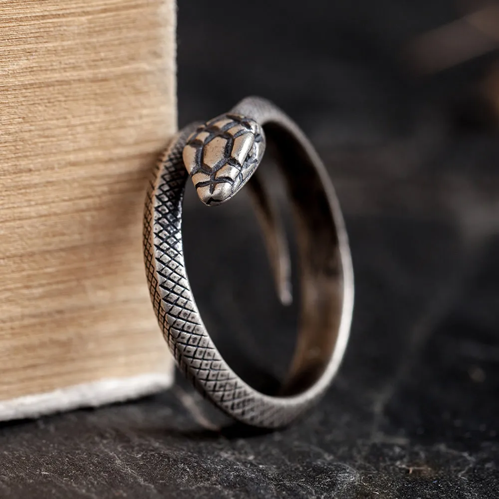 925 стерлингового серебра змея мужские и женские кольца регулируемые кольца с драгоценными камнями A3466