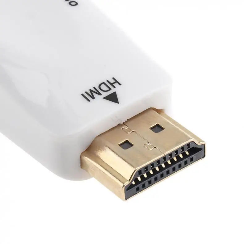 HD белый пластик портативный HDMI к VGA видео адаптер с AV аудио кабель для ПК/ноутбука/DVD/PS3