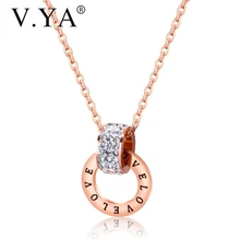 V. Ya ожерелья для женщин романтическая Геометрическая Мода розовое золото цвет любовь сверчок письмо нержавеющая сталь кулон свадебные Лучшие подарки