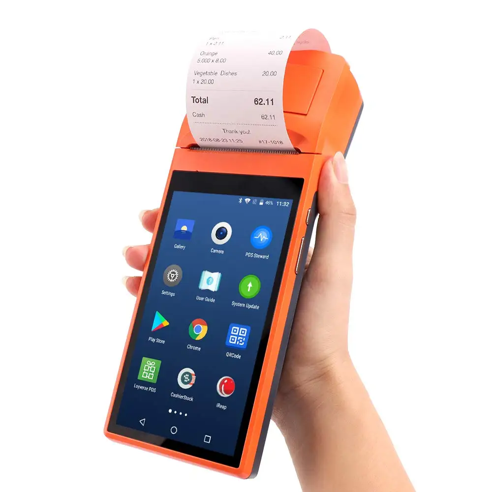 

Android pos Terminal Receipt Printer with 5.5 inch Touch WiFi Bluetooth Handheld Data Terminal Collector Barcode,Receipt Printer
