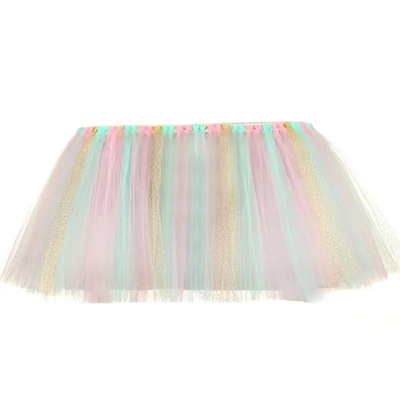 Фатиновая юбка-пачка с высоким стулом, юбка-пачка для стола, скатерть контрастного цвета для девочек, принцесса, детский душ, товары для первого дня рождения - Color: 4