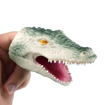 

Novelty Funny Simulation Gray Crocodile Finger Puppet Toy Model Figure Story Doll Props