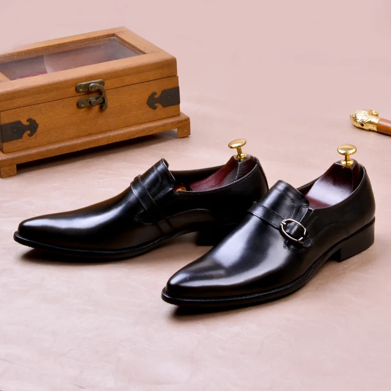 

MEN'S SHOES Fashion Business Leather Shoes England Formal Wear nan dan xie Summer Genuine Leather Breathable Foot Covering Large
