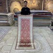 YILONG 2.5x6 'роскошный красный чистый Шелковый ковер эксклюзивный ручной коврик из натурального шелка(HF342B