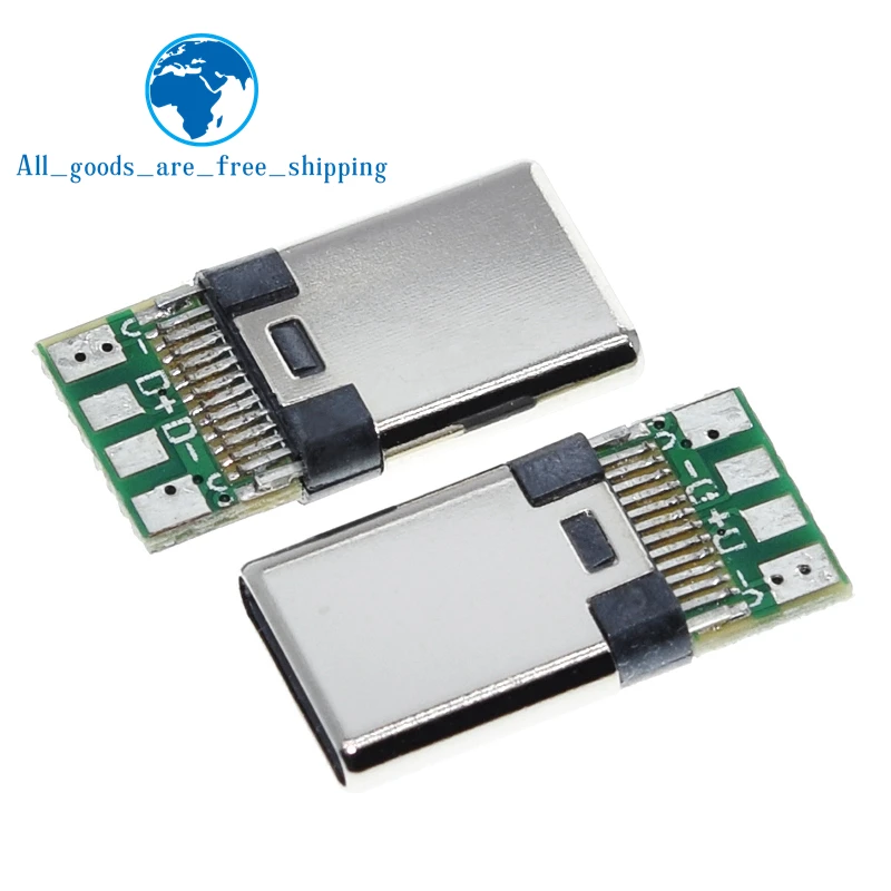 10 шт./лот USB 3 1 Тип C разъем 24PIN Быстрая зарядка штепсельная розетка адаптер для