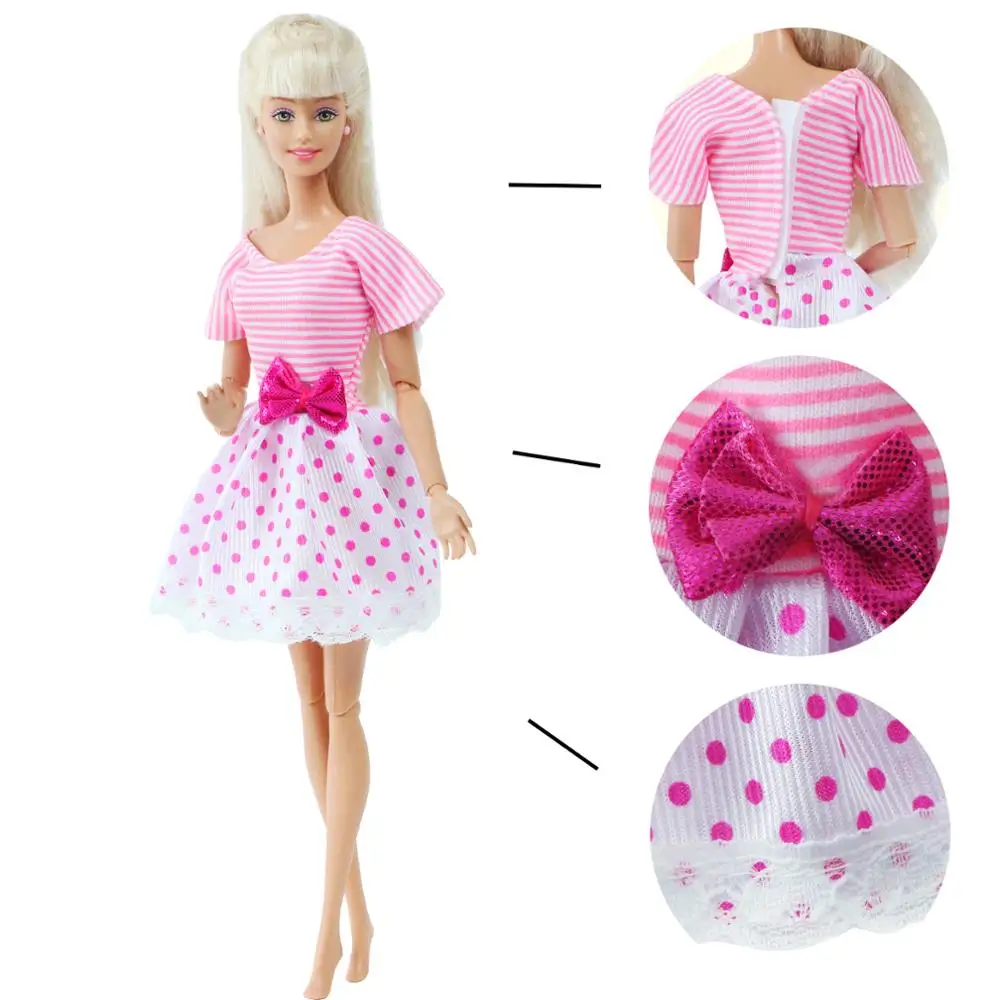 

1Pcs Cute Doll Short Dress for Barbie Doll 12'' Pink Shirt Lace Doll Skirt Daily Dating Wear Doll Clothes Accessories Girl's Toy
