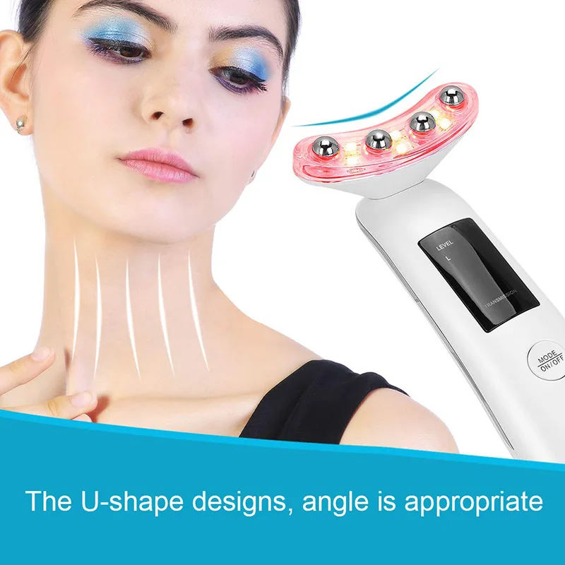 Массажер для лица и шеи светодиодный Фотон терапия RF радиочастотный уход за