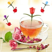 Новинка, прочный силиконовый многоразовый фильтр для специй в виде Розы, травяного чая, фильтр для заварки специй, кухонные аксессуары