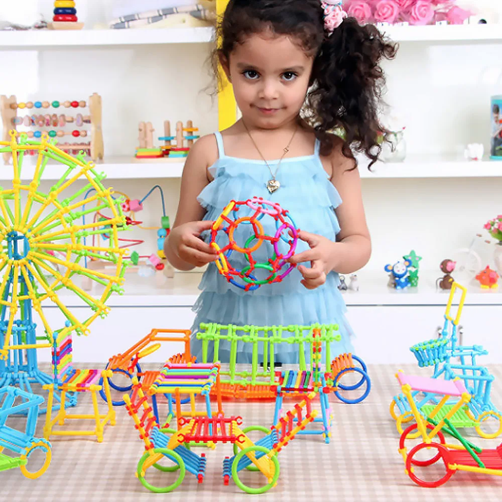 

800PCS Baby Clicking Blocks DIY Geometry Plug Puzzle Colorful Building Blocks Toy Educational Toy Gift For Preschool Kids
