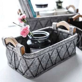 

Rectangular Felt Fabric Storage Baskets Portable Bedroom Cloths Toy Organizer Container