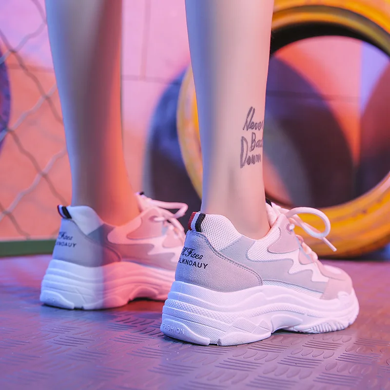 

Sports Clunky White Shoes Women Casual Flat Platform Sneaker Shoe Ladies Fashion Lace Up Breathable Non-Slip Shoes Espadrilles
