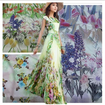 

Silk cotton fabric spray painting pattern silk cotton Bohemian skirt material/1m