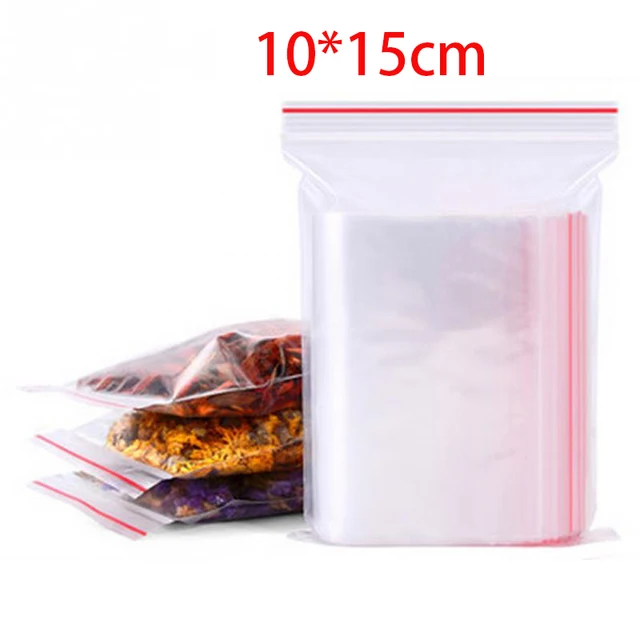 100/300/500Pcs/pack Resealable Plastic Zip Lock Bags Clear Poly Zip lock Bag Food Storage Reclosable Vacuum Fresh Organize Bag 10x15cm