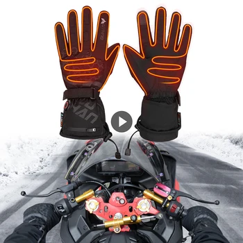 

Motorcycle Heated Gloves Battery Powered Touch Screen Heating Thermal Gloves Waterproof Winter Warm Skiing Gloves For Snowmobile
