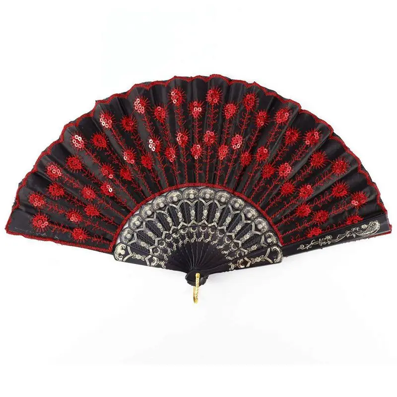 

10x Spanish peacock fan embroidered sequins + red gift bag wedding favor wedding accessory dance