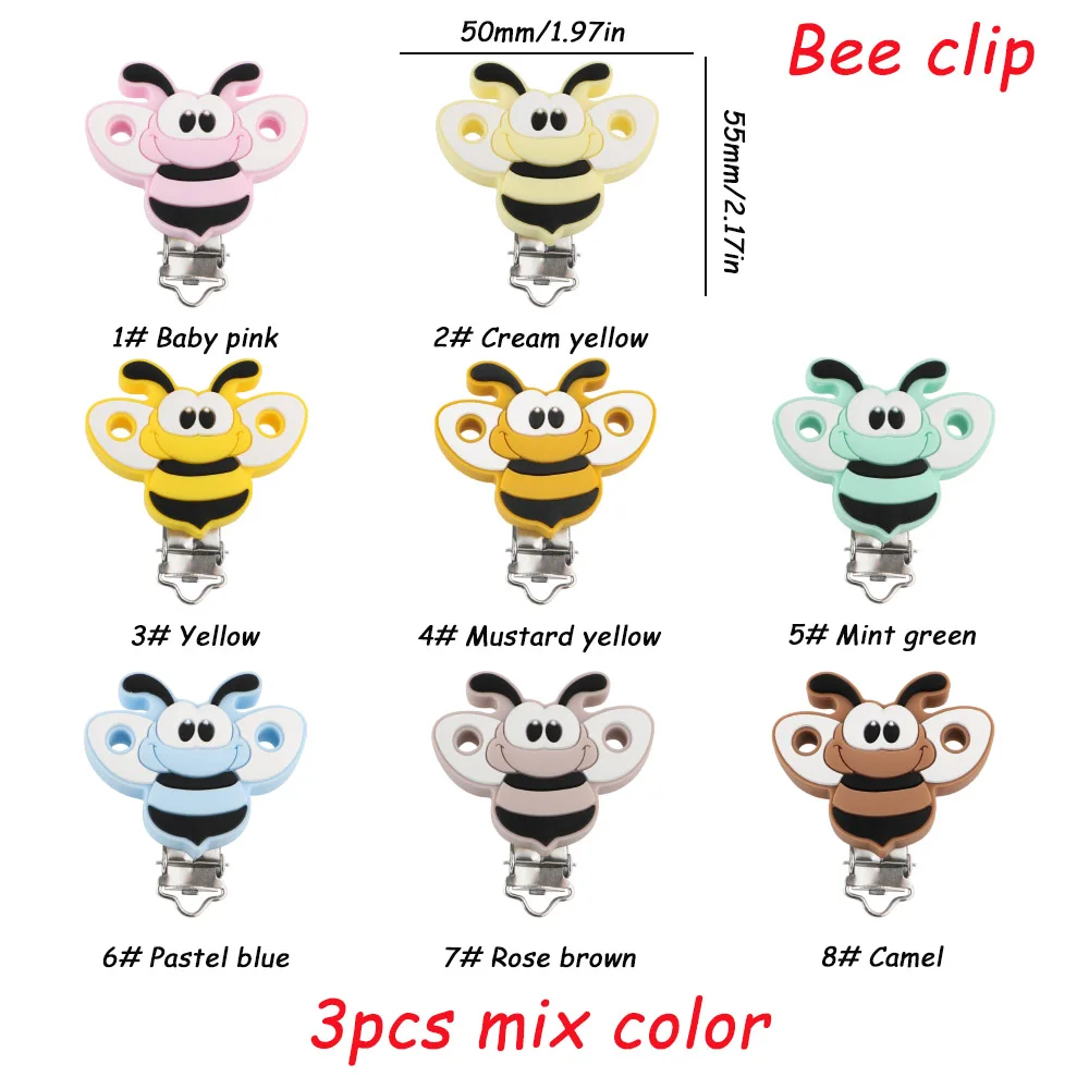 Sunrony Cartoon Animal Bee Silicone Bead/Teether/Clip Food Grade Pendants DIY Pacifier Chain Accessories Baby Teething Toys baby teething items diy Baby Teething Items