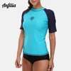 Anfilia-Camisa de manga larga con cremallera frontal para mujer, traje de baño de retazos, ropa de surf, camiseta de senderismo, protector contra sarpullido, UPF50 + ► Foto 1/6